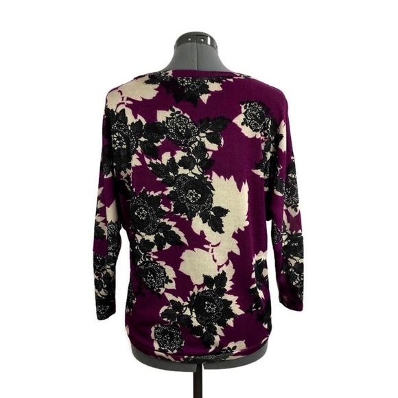 lily White Batwing Sleeve Floral Print Hi/Low Top - Picture 6 of 8